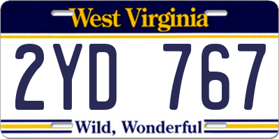 WV license plate 2YD767