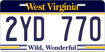 WV license plate 2YD770