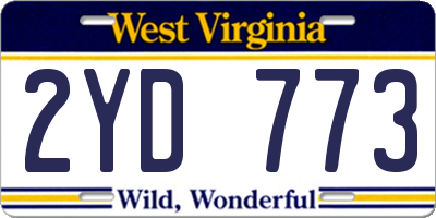 WV license plate 2YD773
