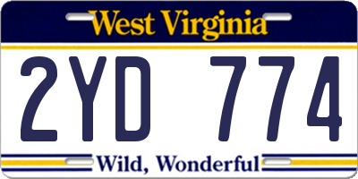 WV license plate 2YD774