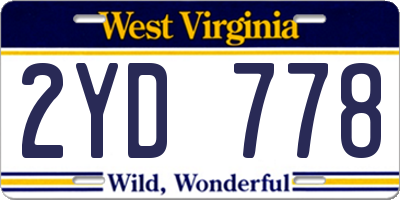 WV license plate 2YD778