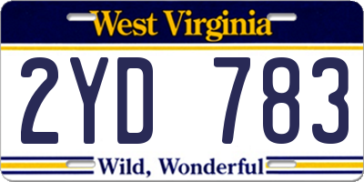 WV license plate 2YD783