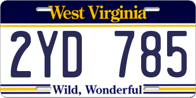 WV license plate 2YD785