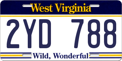 WV license plate 2YD788