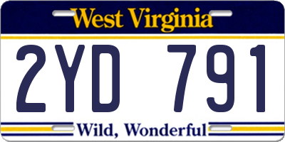WV license plate 2YD791