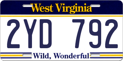 WV license plate 2YD792