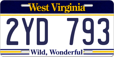 WV license plate 2YD793