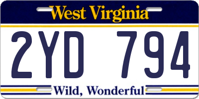 WV license plate 2YD794