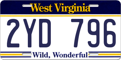 WV license plate 2YD796
