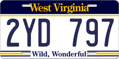 WV license plate 2YD797