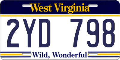 WV license plate 2YD798