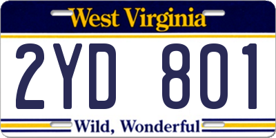 WV license plate 2YD801