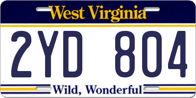 WV license plate 2YD804
