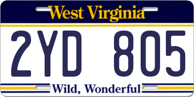 WV license plate 2YD805