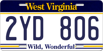 WV license plate 2YD806