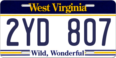 WV license plate 2YD807
