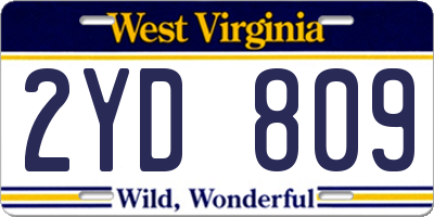WV license plate 2YD809