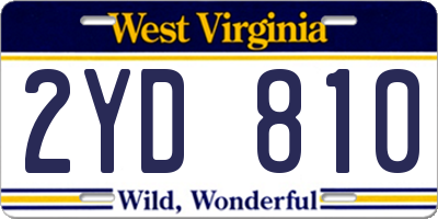 WV license plate 2YD810