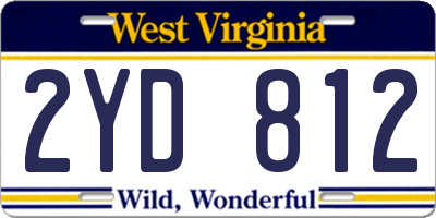 WV license plate 2YD812