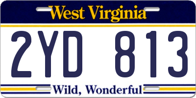 WV license plate 2YD813