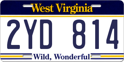 WV license plate 2YD814