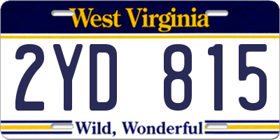 WV license plate 2YD815