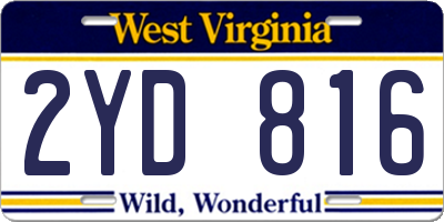 WV license plate 2YD816