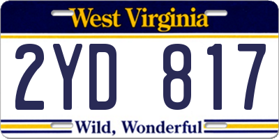 WV license plate 2YD817