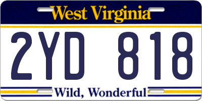 WV license plate 2YD818