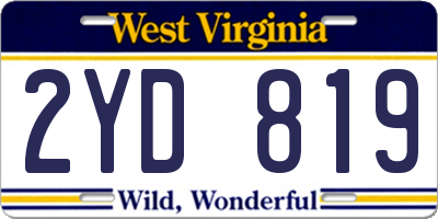 WV license plate 2YD819