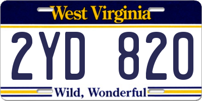 WV license plate 2YD820