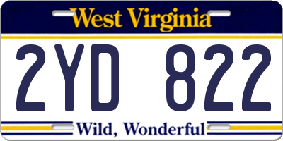 WV license plate 2YD822
