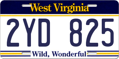 WV license plate 2YD825
