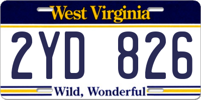 WV license plate 2YD826