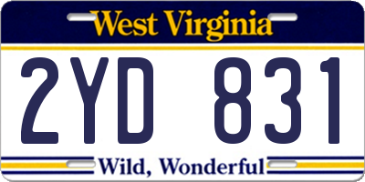 WV license plate 2YD831