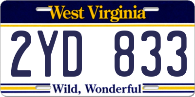 WV license plate 2YD833