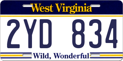 WV license plate 2YD834