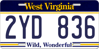 WV license plate 2YD836