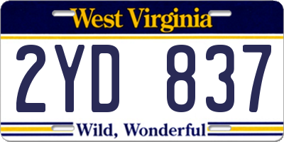 WV license plate 2YD837