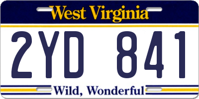 WV license plate 2YD841