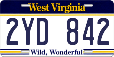 WV license plate 2YD842