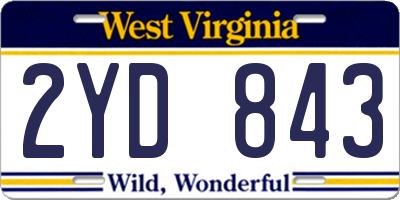 WV license plate 2YD843