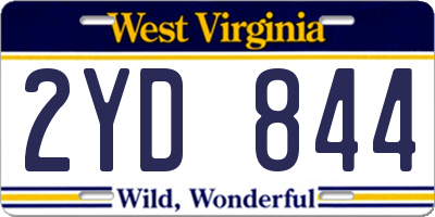 WV license plate 2YD844