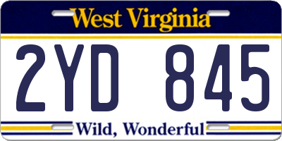 WV license plate 2YD845