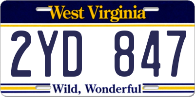 WV license plate 2YD847