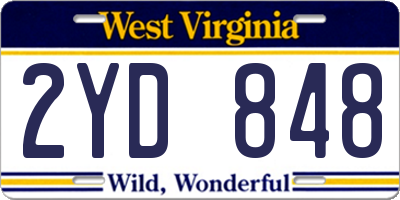 WV license plate 2YD848