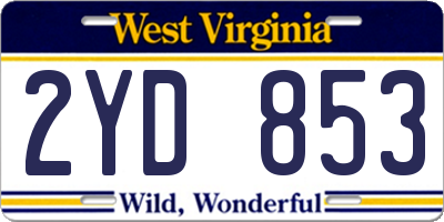 WV license plate 2YD853