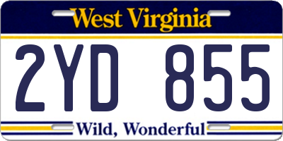 WV license plate 2YD855
