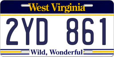 WV license plate 2YD861