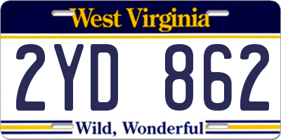WV license plate 2YD862